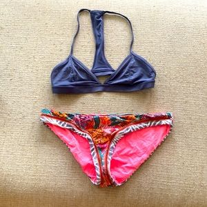 Small swimsuit bottoms and top